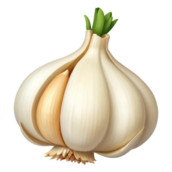 single garlic clove with cubed garlic sticker