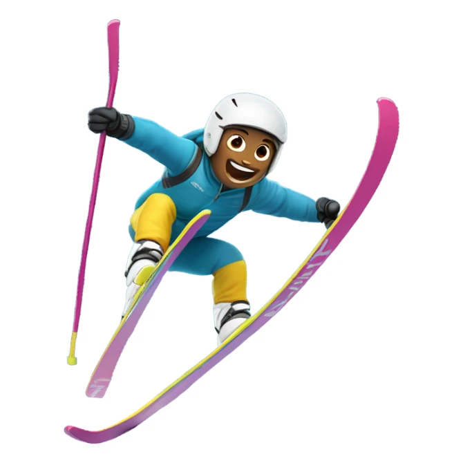 Going huge on a ski jump with skis on sticker