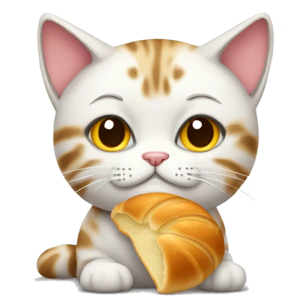 cat sad with croissant sticker