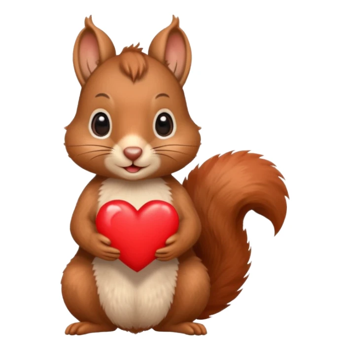cute squirrel holding a heart sticker