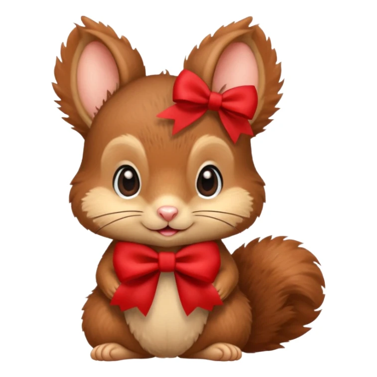 baby squirrel with a red bow sticker