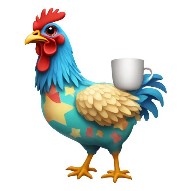Chicken wearing pajamas, drinking coffee sticker