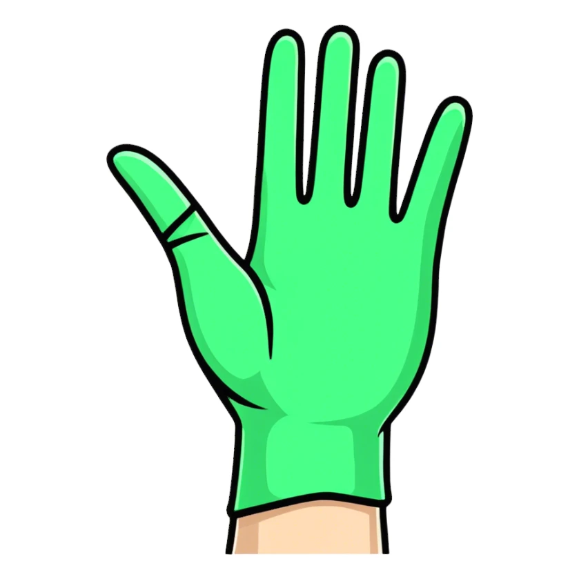 Green medical glove  sticker