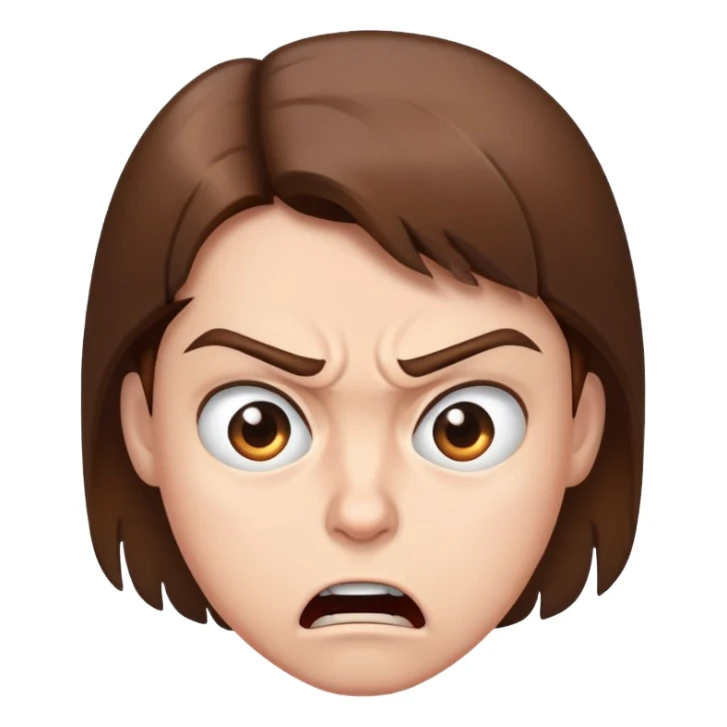 Angry confused face with brown hair  sticker