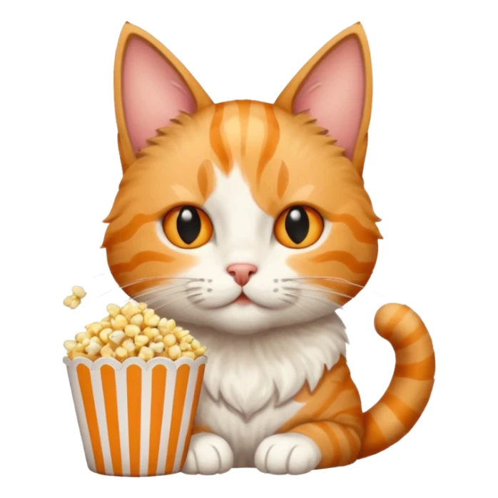 cat eat pop corn sticker