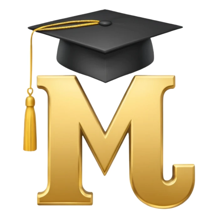 The letters "MPU", wearing a graduation hat sticker