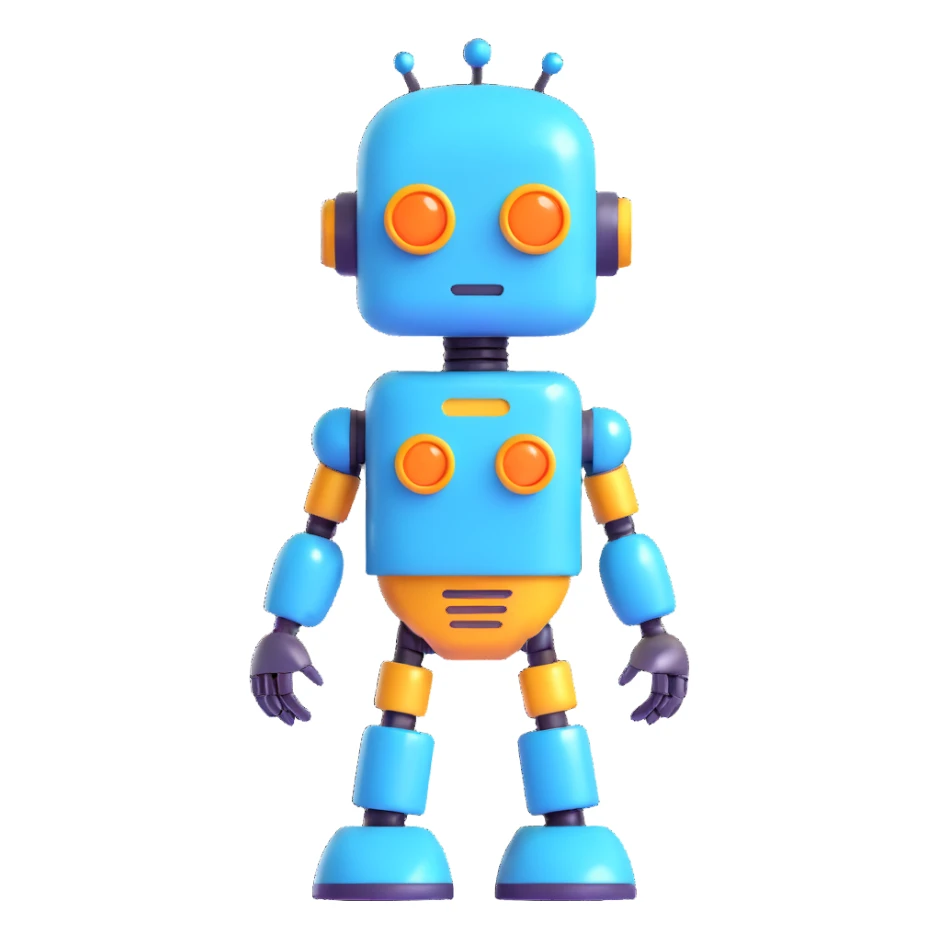 shiny and modern robot character sticker