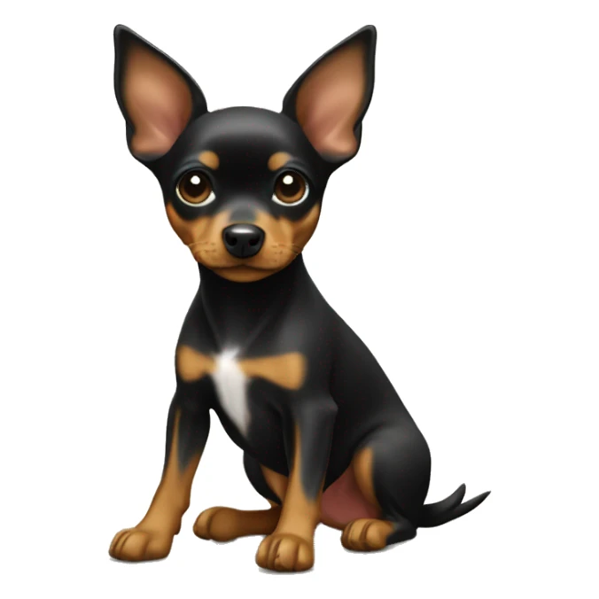 Black tan mini pinscher with money sticker