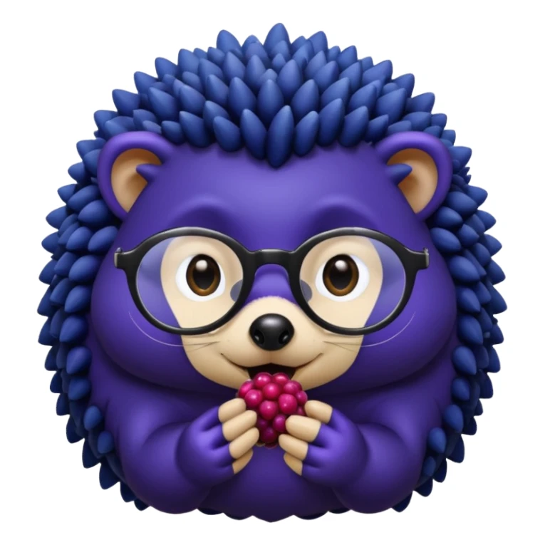 black hedgehog with glasses eating  sticker
