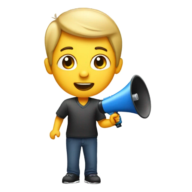small boy spokesperson with megaphone sticker