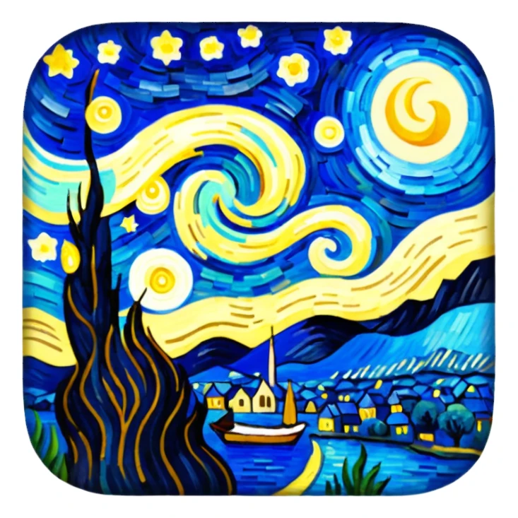 Starry night as painted by van gogh sticker