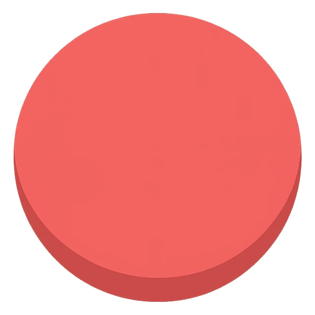 red button with a simple, clean design sticker
