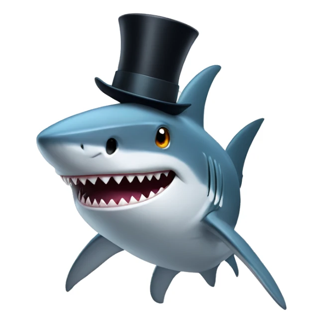 Shark with a top hat sticker