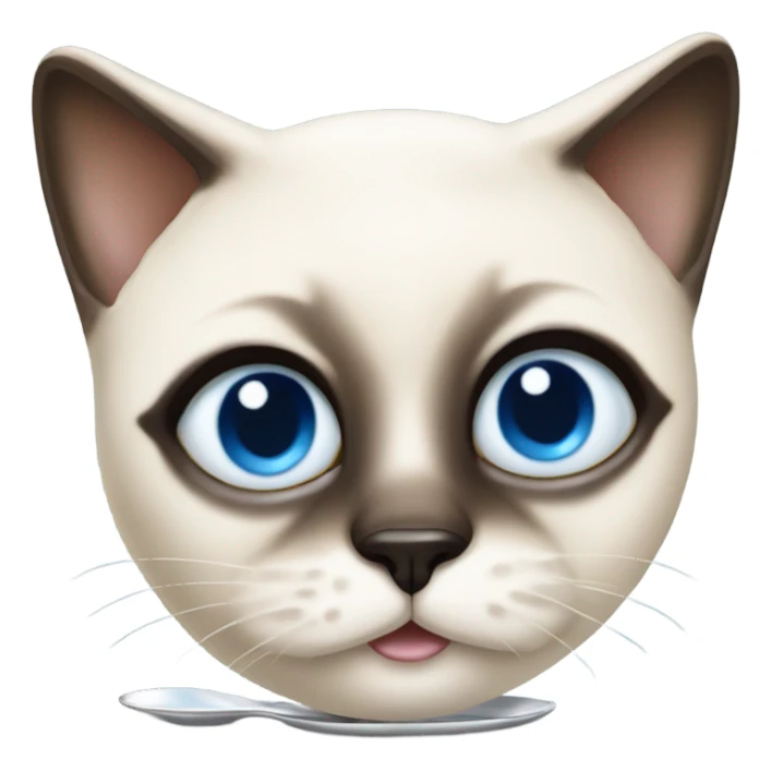 Siamese cat eating yogurt sticker