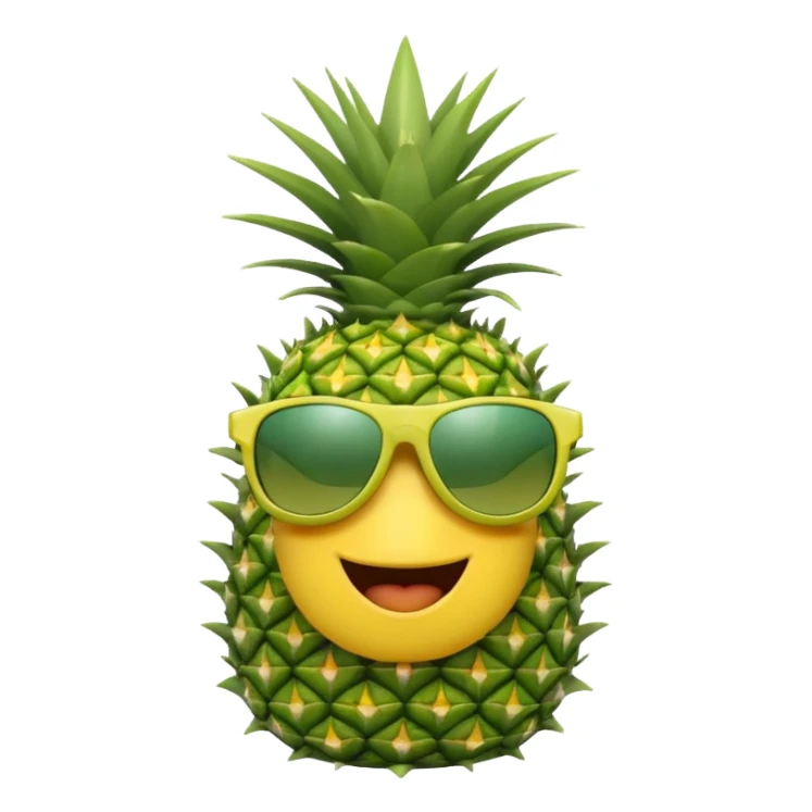 A hat with a sunglasses mixed with and ananas sticker