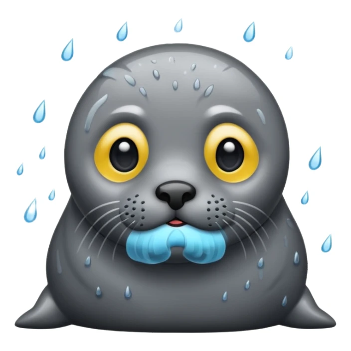Sad seal in the rain sticker