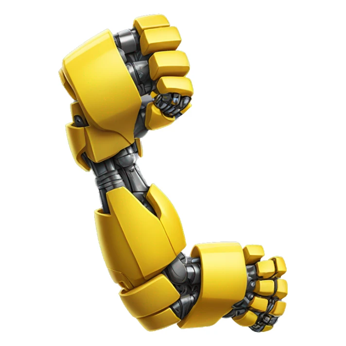 Flexing yellow mechanical cyborg bicep and arm sticker