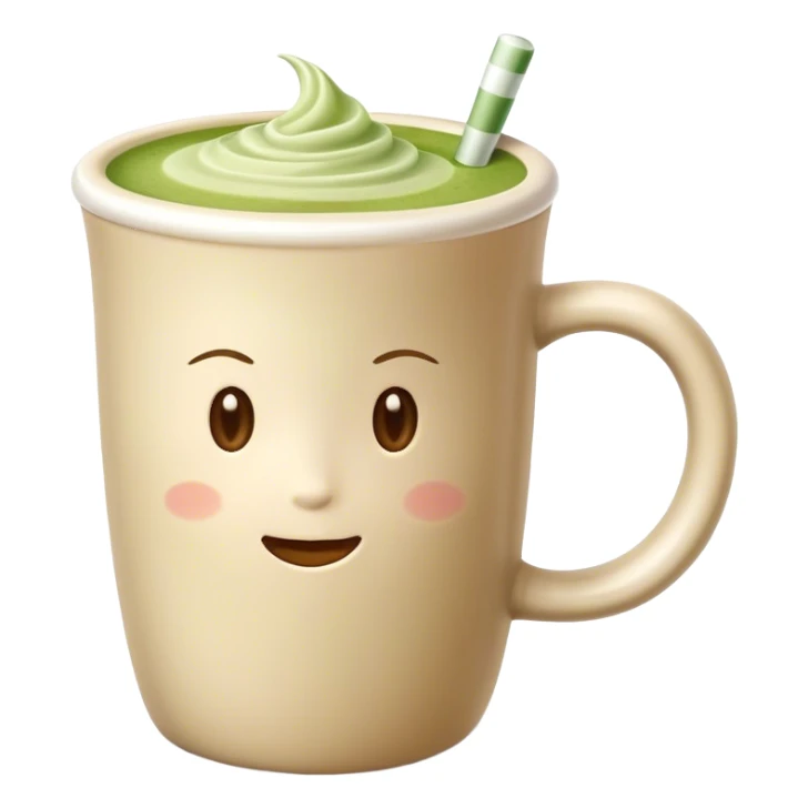Matcha latte in realistic beige colored mug sticker