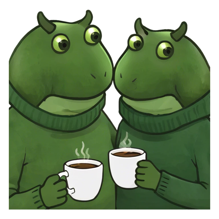 family drinking coffee sticker