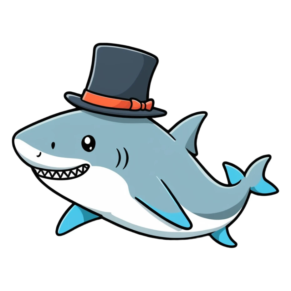 Shark with a top hat sticker