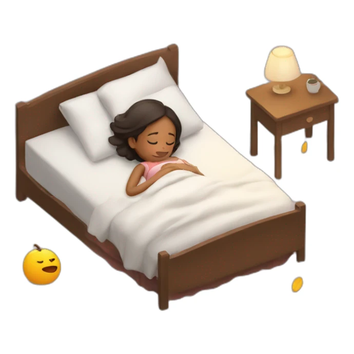 girl fall asleep in her bed sticker