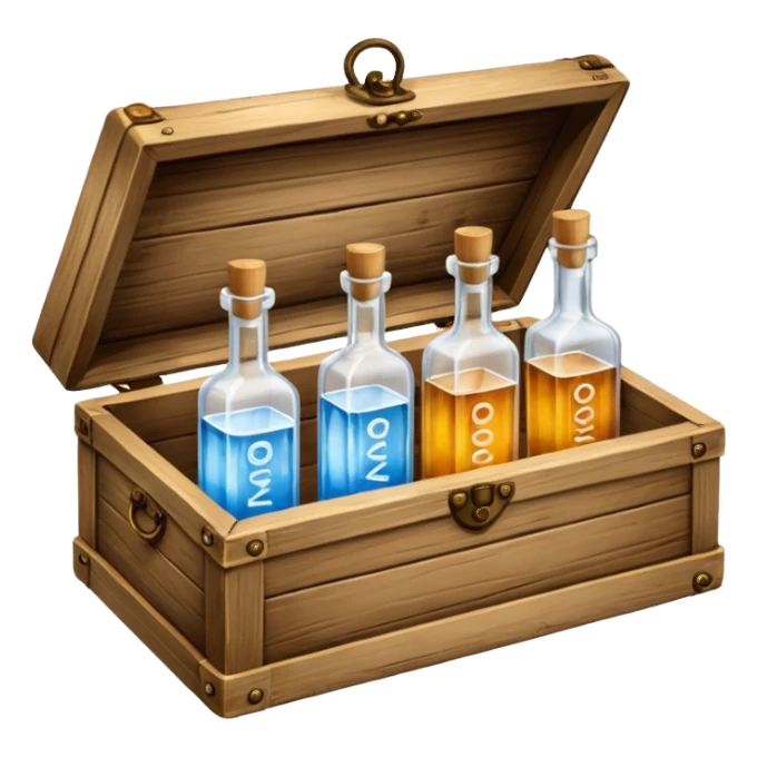 Wooden box with vodka bottles sticker