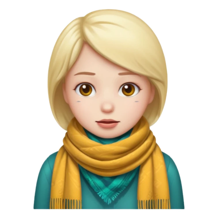 emoji character wearing scarf, cold expression, WhatsApp style sticker
