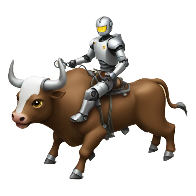 robot riding a bull sticker