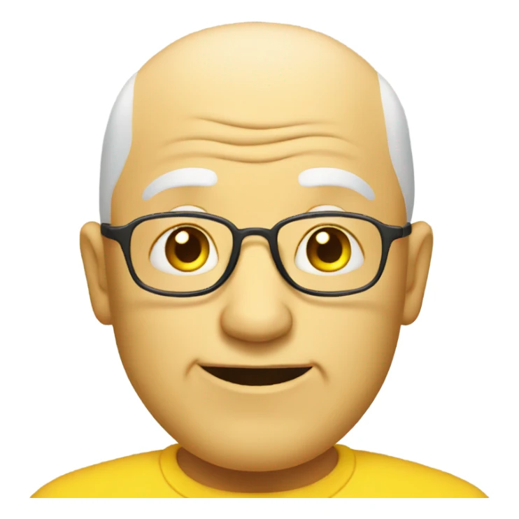 bald old man in yellow sticker