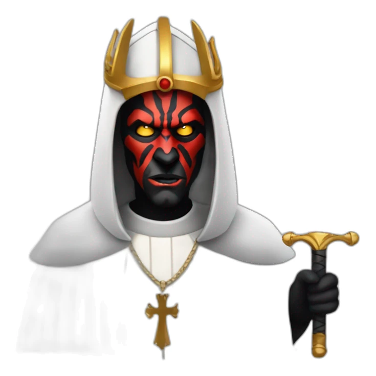 Darth maul with papal hat and robes sticker
