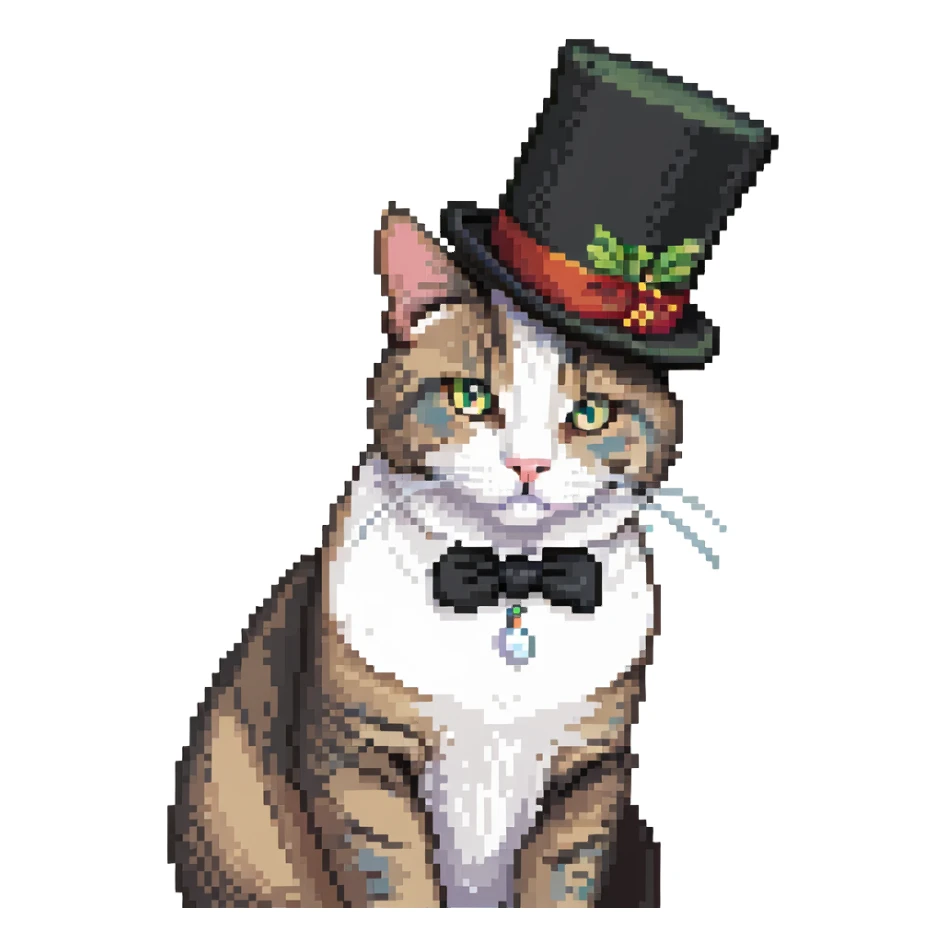 cat wearing a black top hat sticker