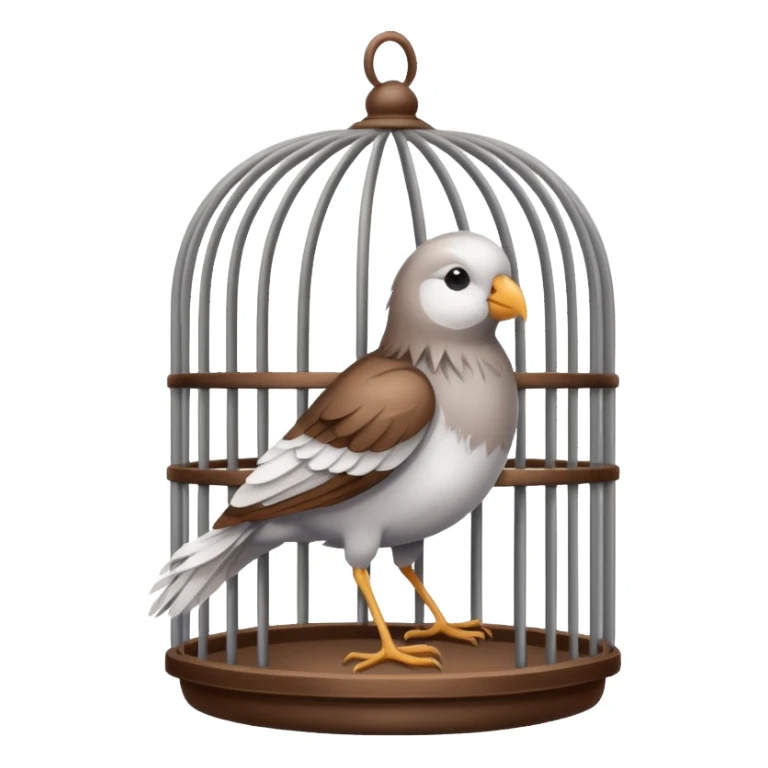 white bird in cage sticker