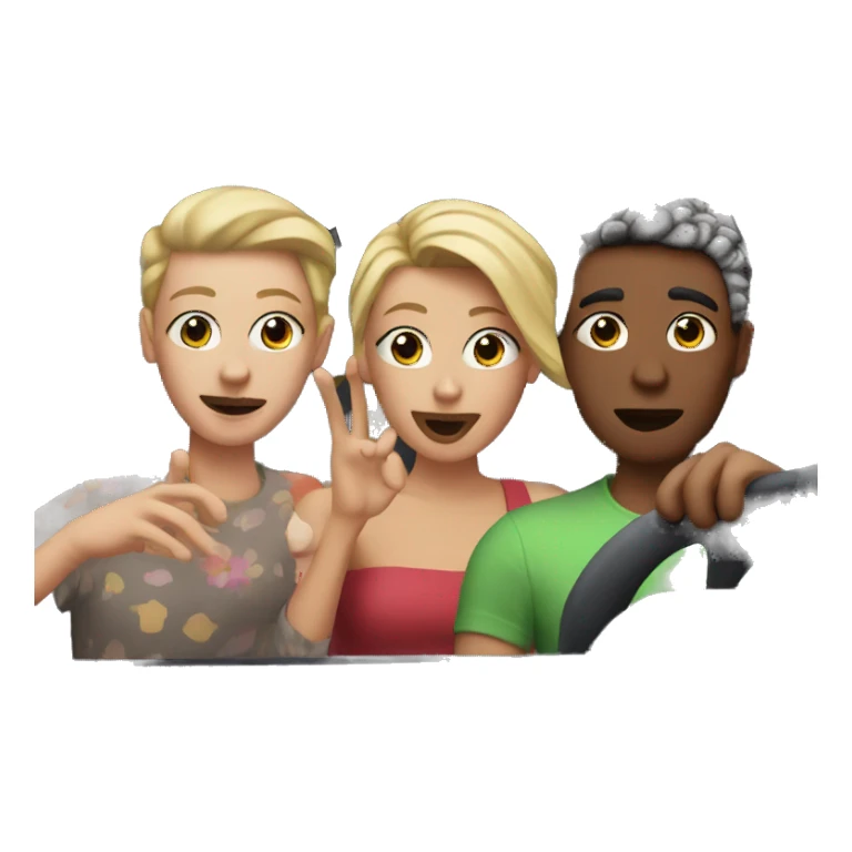 selfie in car with friends lips closed sticker