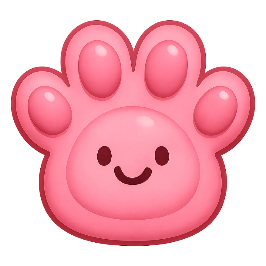 a cute and friendly pink paw print emoji sticker