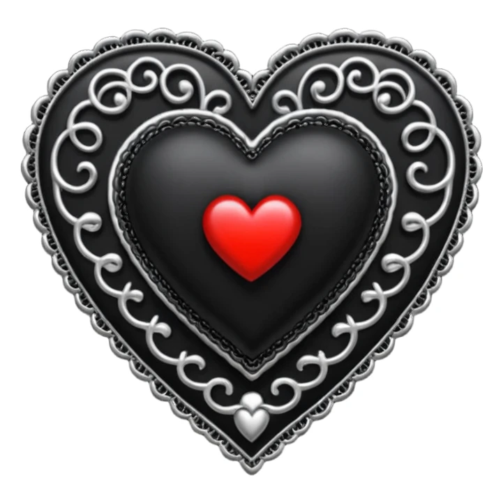 goth heart with a black lace brooch sticker