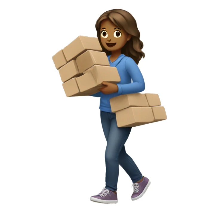 A girl is carrying bricks. sticker