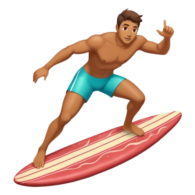 Man riding on raw steak like a surf board sticker