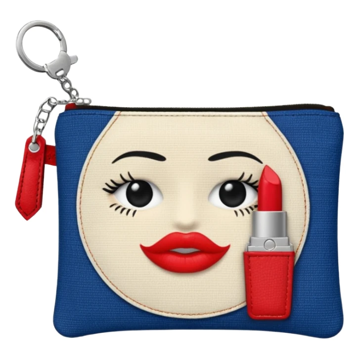 small zipper pouch with essentials, sticker