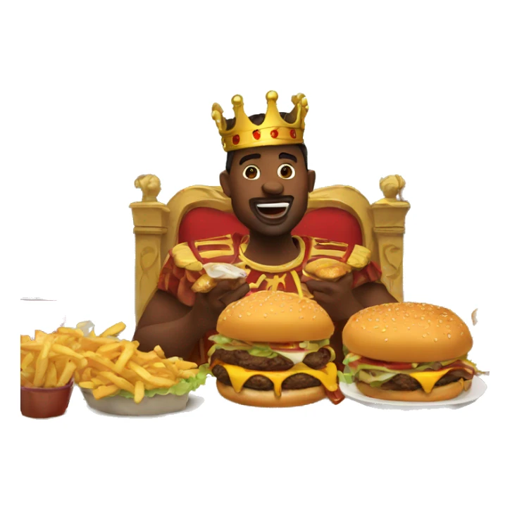 a king eating burguers sticker
