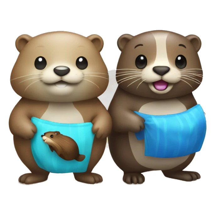 Otter and beaver on the beach sticker