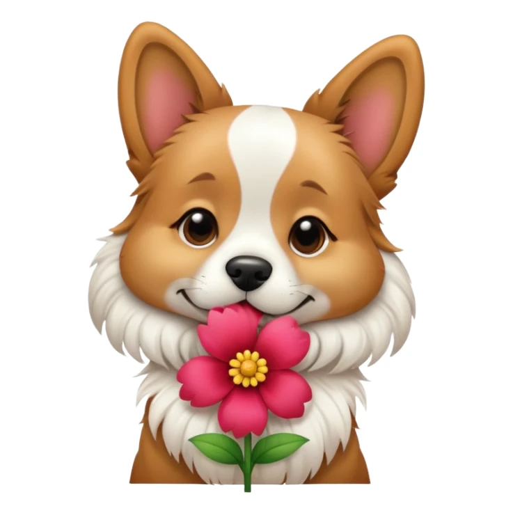 Dog kiss with a flower sticker