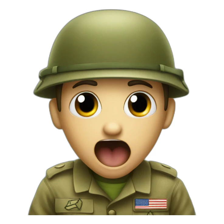 an ant in army clothes shouting sticker