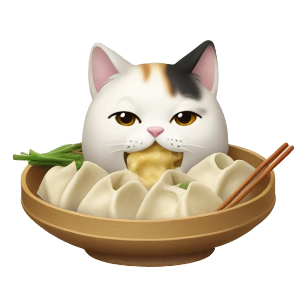 cat eating Steamed dumplings sticker