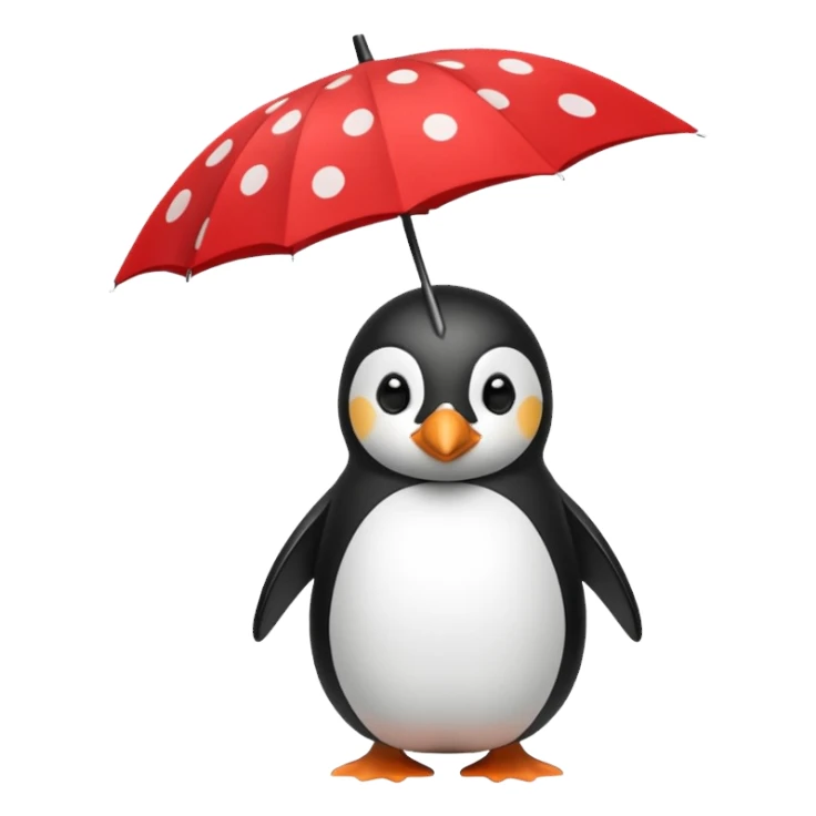 Penguin with red polka-dot umbrella sticker