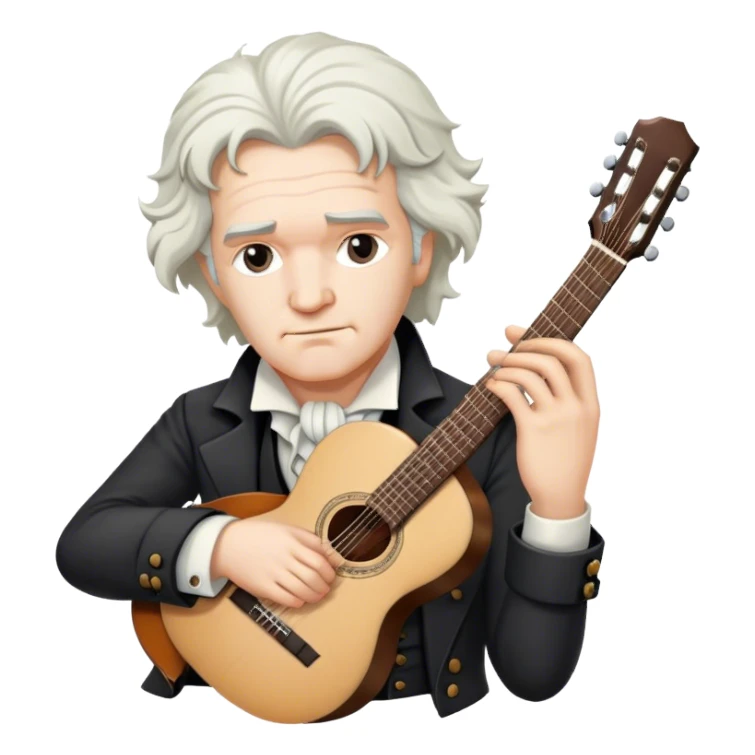 White haired Beethoven with guitar sticker