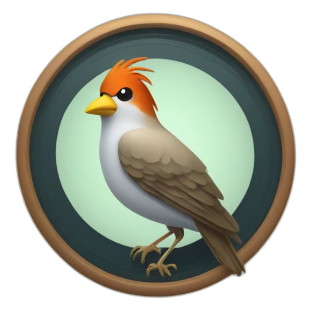 bird with beak in a bullseye sticker