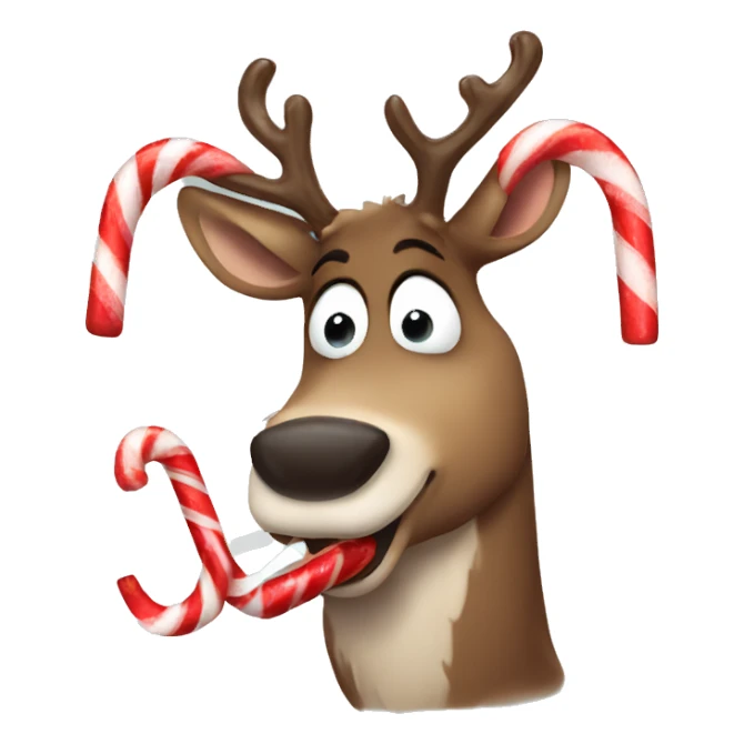reindeer eating a candy cane sticker