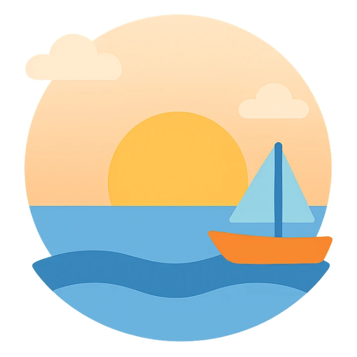 ocean sunset horizon boat sticker