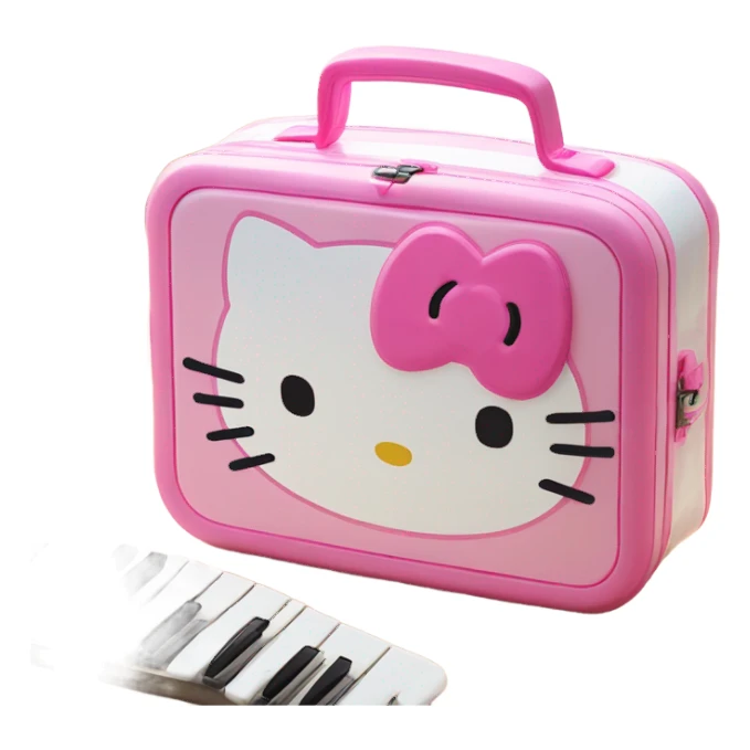 pink white light melody hello kitty sanrio cute lunch box white sticker