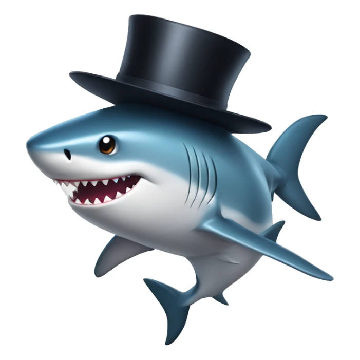 Shark with a top hat sticker